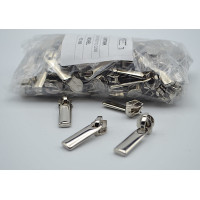 Cursori Nichel con tiretto per lampo a spirale nylon mm 6 - Conf. 100 pezzi